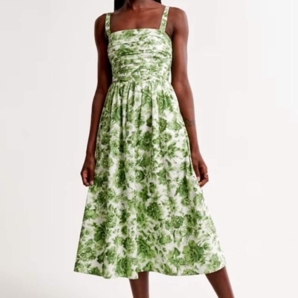 Abercrombie & Fitch Green Floral Midi Dress